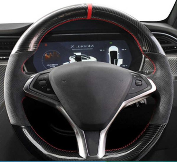 Anti-Rutsch-Wildleder-Leder-Autozubeh￶r f￼r ma￟geschneiderte Autolenkradabdeckung f￼r Tesla Model S 2009-2021 Modell X 2012-2021