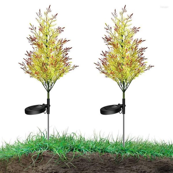 Fiori decorativi Alberi da giardino Paletti Luce solare Luci esterne Confezione da 2 alberi di pino con flash LED multicolore Impermeabile per prato domestico Cortile