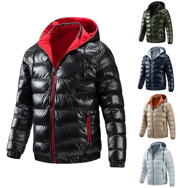 Piumino da uomo Parka Giacca invernale Uomo Addensare Giacche Uomo Streetwear Giacca a vento Cappotto Felpe con cappuccio Cotone imbottito Abbigliamento uomo Nero Blu Verde 221207