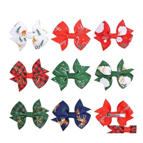 Fermagli per capelli Barrettes Esplosivo Natale Bambina Fermagli a coccodrillo Archi Gioielli per bambini Fiocco per capelli Copricapo per bambini Trattamento per ragazze Dhvu5