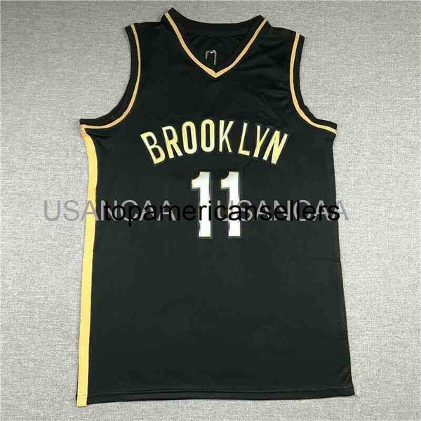 Bordado completo #11 Kyrie Irving 2020 Black Golden Swingman Jersey Retro College Jersey XS-6XL