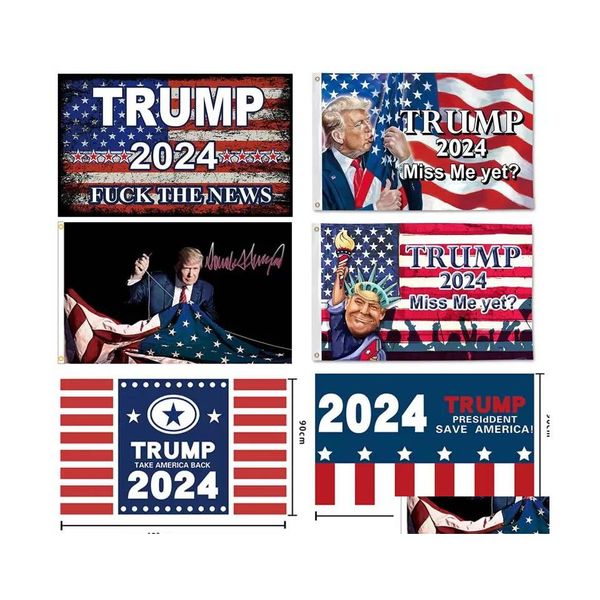 Banner Flags Design Trump 2024 Amerikan bayrağını kurtar beni özledim henüz kampanya bayrakları Envanter Toptan Damla Teslimat Ev Bahçesi Festival Dhdpk