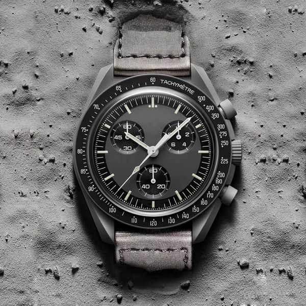 Bioceramic Planet Moon Herren Uhren Vollfunktions Quarz Chronograph Uhr 42mm Nylon Luxus -Designer Uhren hochwertige limitierte Master -Armbanduhren