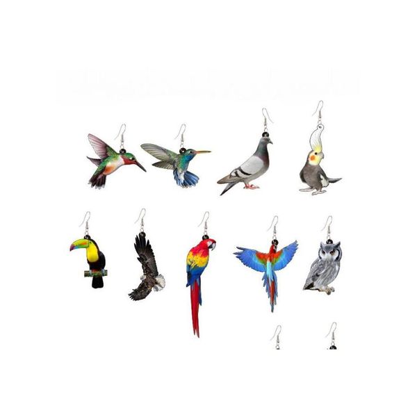 Charm Acryl Tier Ohrring Kolibri Uhu Papagei Charm Vogel Ornament Mode Ohrringe Drop Lieferung Schmuck Dhk5E