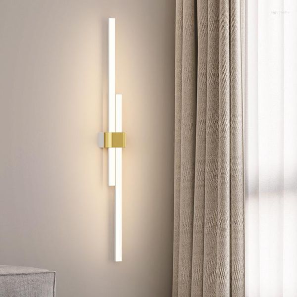 Lampada da parete moderna, grande soggiorno, studio, lettura, applique, luce a led, camera da letto, comodino, protezione per gli occhi, striscia lunga