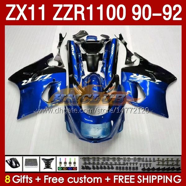 Полная обтекала для Kawasaki Ninja Blue Glossy ZX 11 R 11R ZX11 R ZZR1100 ZX11R 90 91 92 BODY 164NO.98 ZZR 1100 CC ZX-11R ZZR-1100 1990 1991 1992 ZX-11 R 90-92