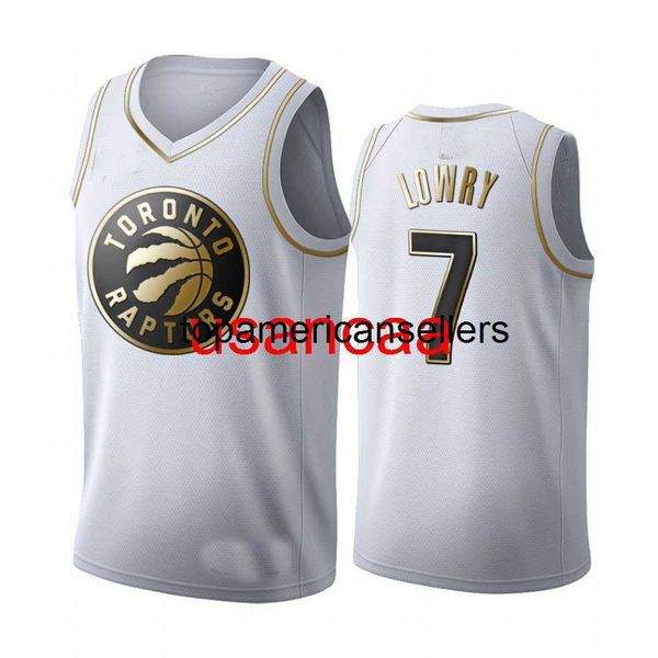 Alle Stickereien 2 Stile 7# Lowry Black Gold Basketball JERSEY Passen Sie die Weste für Herren und Damen für die Jugend an und fügen Sie eine beliebige Nummer und den Namen XS-5XL 6XL hinzu