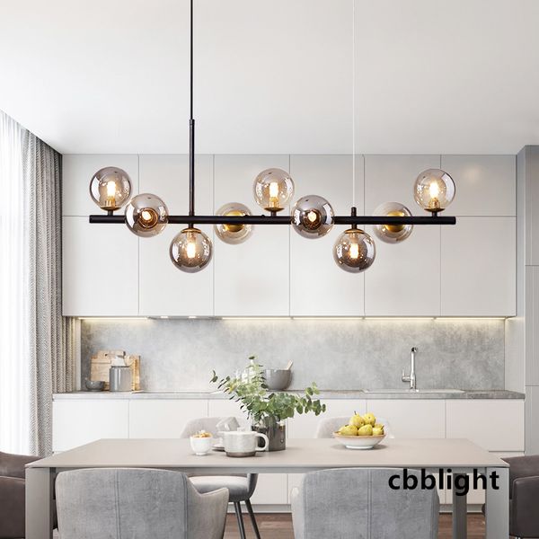 Lampadario moderno di illuminazione a LED dal design nordico per cucina, sala da pranzo, soggiorno, camera da letto, lampada a sospensione a soffitto, sfera di vetro, G9, lampade a sospensione, lampadari LRG002