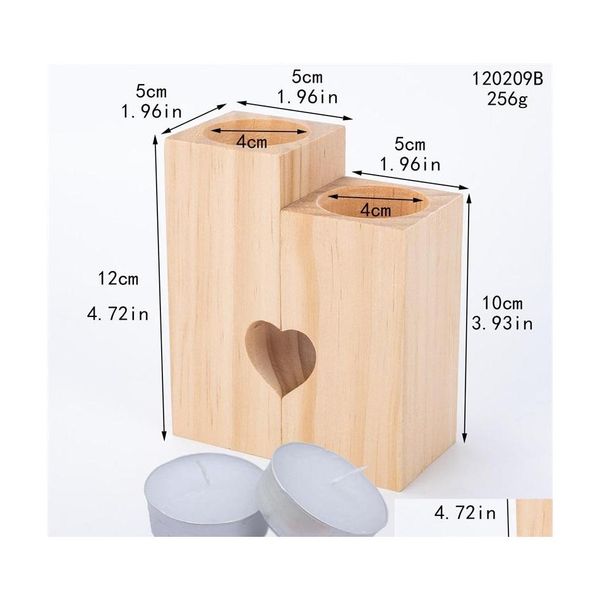 Titulares de vela de madeira Doce de casla de castiça Decoração de casamento de titulares de mesa Creative Square Tea Lamp 63 P2 Drop Delivery Home DHCZA