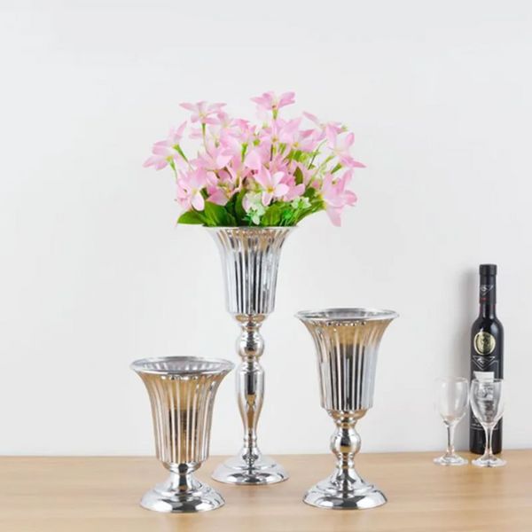 Luxus Silber Blumenvase Hause Vase Desktop Handwerk Blumenarrangement Dekoration Hochzeit Weihnachten Blumenregal tt1207