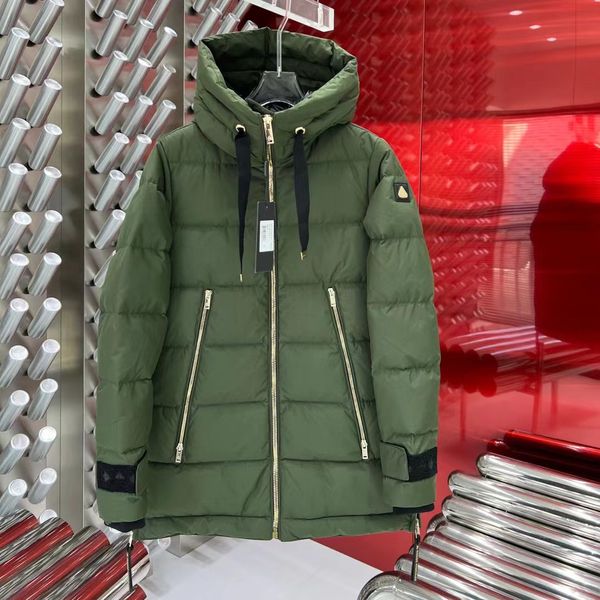 Donne Long Goose Down Jackets ricami Coat Stilista Parka Pure Color Hoodle Insinerna Giacca da sci invernale Donne XS-L