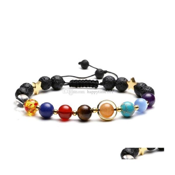 Braccialetti con perline in pietra naturale Macinare perline arenacee Otto pianeti Universo solare Bracciale rigido per gioielli da donna Moda Goccia Del Dhszr