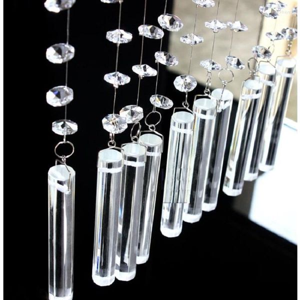 Kronleuchterkristall 10pcs/Los 14 100 mm klarer achteckiger Glasstab mit Hebenshaken Accessoires Prisma Beleuchtung Dekor