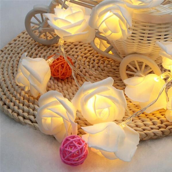 Strings 2.2M 20LED Rose Flower Led Christmas Lights Year Wedding Decorazione romantica String Fairy Light Battery Operated