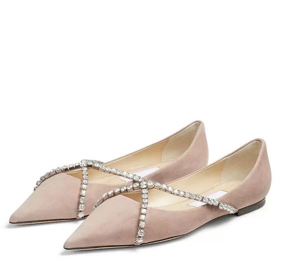 Zarif Genevi Elbise Flats Kadınların Sandalet Balerinler Ayakkabı Yürüyen EU35-43 Konfor Yaz Sivri To Mükemmel Markalar Lady Düğün Gelin Kaydı