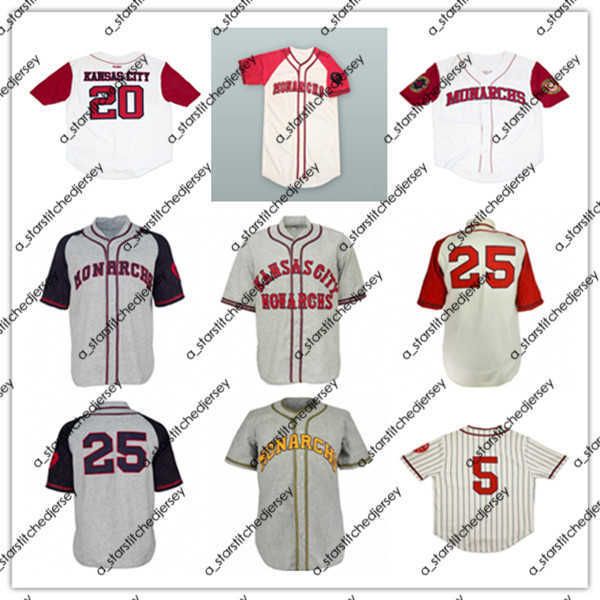 Baseball-Trikots Herren Vintage 1942 KC Monarchs Baseball 25 Satchel Paige Jackie 5 Robinson Negro League genähtes Jersey Günstig