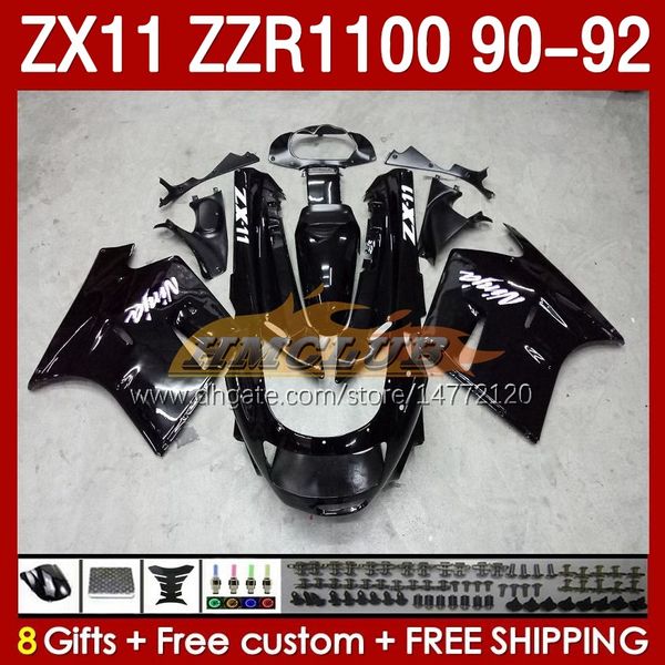 ABS BLACK TODOS OS FATAￇￕES DE FATOS DE ACESSO PARA KAWASAKI NINJA ZX 11 R 11R ZZR-1100 ZX11 R ZX-11R 1990 1991 1992 Bodywork 164NO.1 ZZR 1100 CC ZX-11 R 90-92 ZZR1100 ZX11R 90 91 92 Fairing