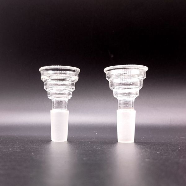 Presa per ciotola in vetro trasparente per narghilè Bong ad acqua 18,8 mm con accessori a forma curva a foro piccolo per fumare