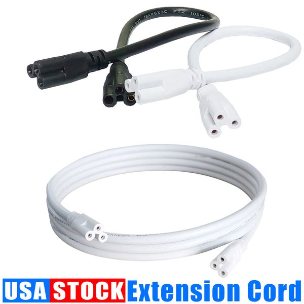 T8 Extensão Centro do cabo T5 LED TUBO FIO DE FIO DE FIO DE FIO PARA LUZES DE LUZES CABO DE POWER COM US PLUG 1FT 2F