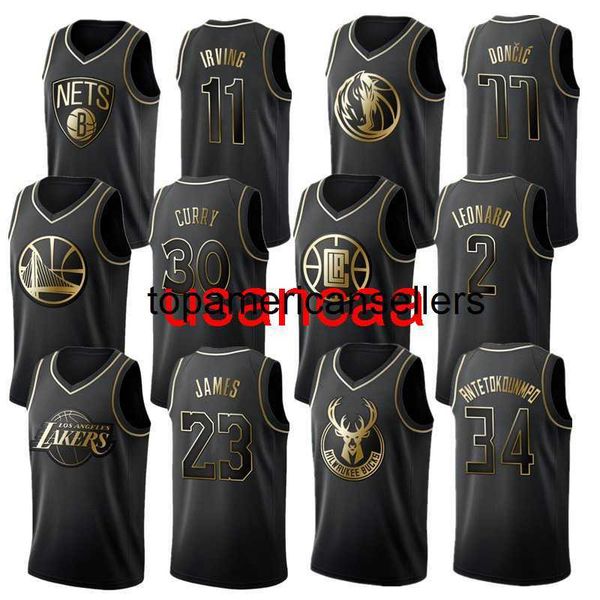 Alle Stickereien James 2 Leonard 11 Irving Durant Black Gold Basketball-Kleidung Passen Sie einen beliebigen Nummernnamen XS-5XL 6XL an