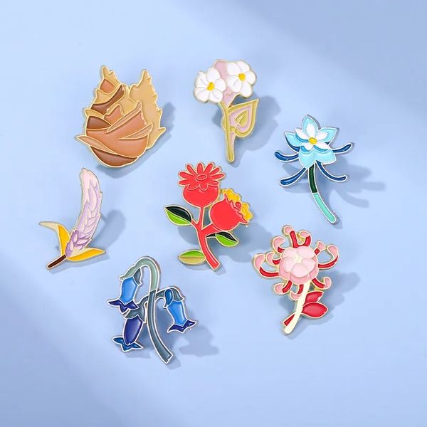 Blumen Emaille Brosche Pin Anagallis Lilie Nishang Blume Bambussprossen Cartoon Legierung Abzeichen Designer Broschen und Pins Jeans Kleidung Accessoires Schmuck