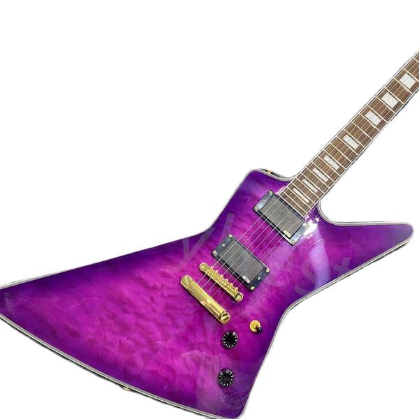Lvybest China Electric Guitar The Purple Color Goose Type Tiger Stripes Factory Direct Sales Can Be Customized