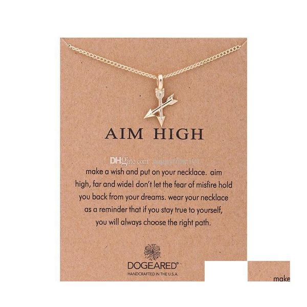 Anhänger Halsketten Großhandel Gold Pfeil Anhänger Halskette Aim High Fishbone Handgestempelt Modeschmuck Geschenk Drop Lieferung Halsketten P Dhesx