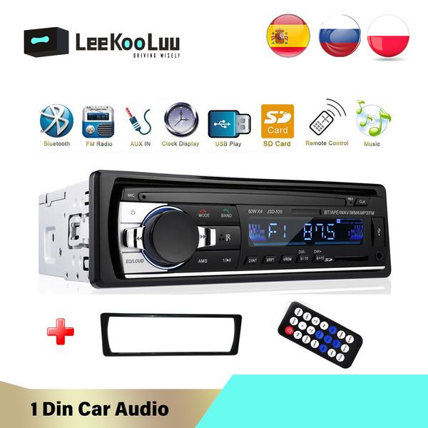 1 Din Autoradio Car Radio FM Aux-In Estéreo Receptor SD USB In-Dash Central Multimedia Player