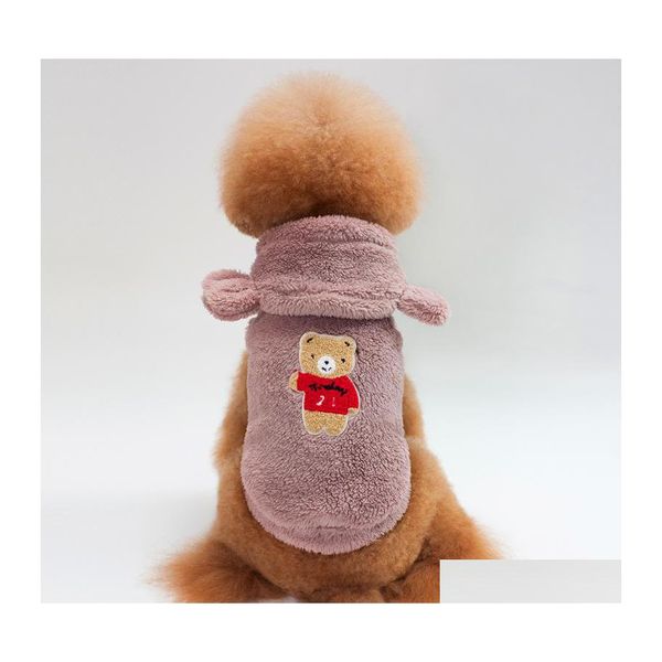 Abbigliamento per cani Accessori per cani da compagnia Cappotti larghi Cappuccio Orso Senza maniche Indumento di stoffa Orecchie 3D Gilet invernale Forniture di moda 14 P2 Drop Deliv Dhwzr