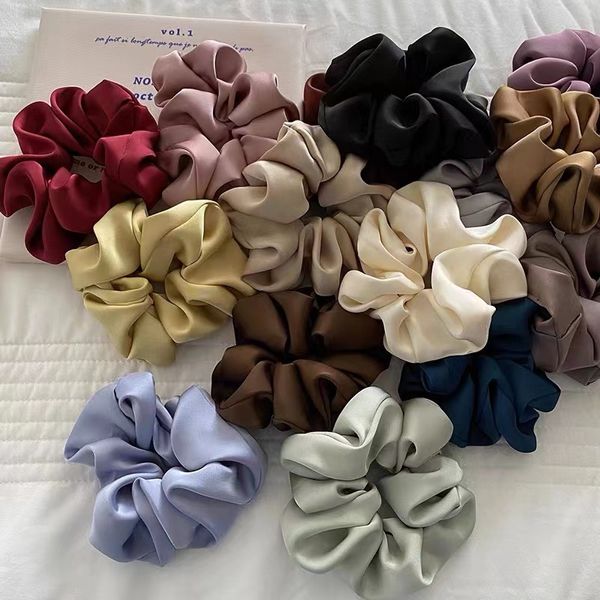 Eleganti elastici di seta fascia per capelli tinta unita Scrunchies per donna ragazza porta coda di cavallo corda per capelli accessori per capelli fascia per capelli