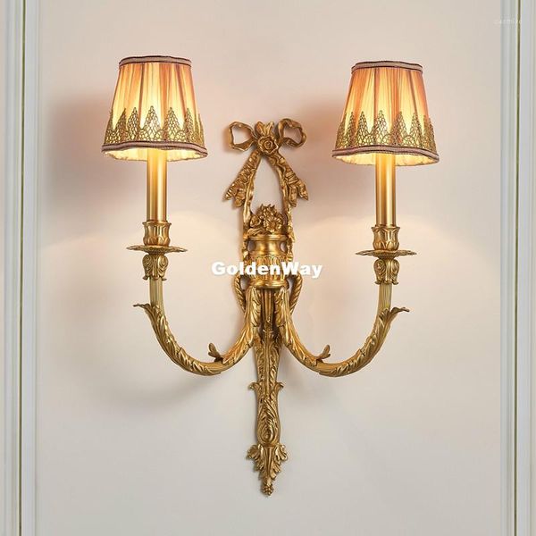 Lâmpada de parede de parede no estilo europeu W40cm H55cm Brass sólidas E14 Construção LED Construção Decorativa Bolcony Lamparas