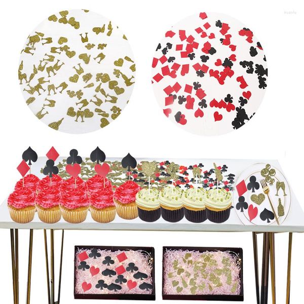 Decoração de festa 100pcs Decoração de mesa de confetes e doces de casos de vinhos Bottle/Goblet/Heart Golden/Red
