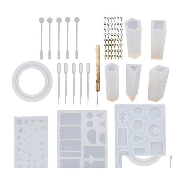 Moldes de cozimento Diy Mod Set Bracelet Pingente Sile Mold Suit Crystal Molds Kit Port￡til Opp Packing com v￡rios estilos 22SR J1 Drop del Dhzu0