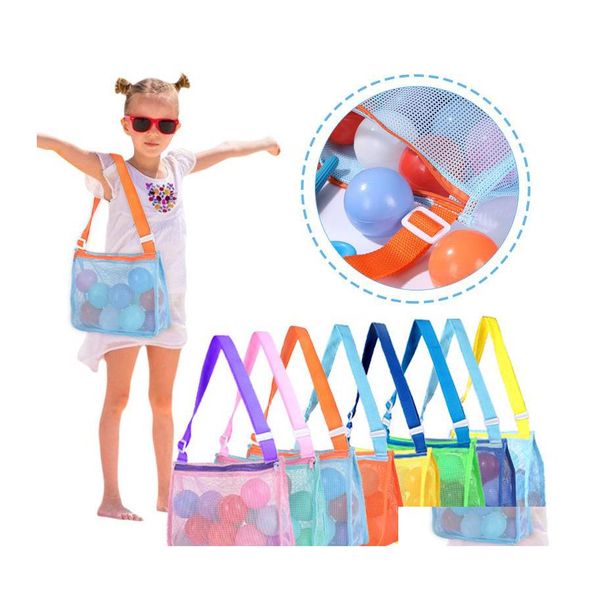 Bolsas de armazenamento Bolsa de malha fofa Crian￧a Cole￧￣o de casca de praia Organizador de brinquedos Armazenamento Tote infantil Presentes de ver￣o Invent￡rio por atacado Delive Delive Dhhir