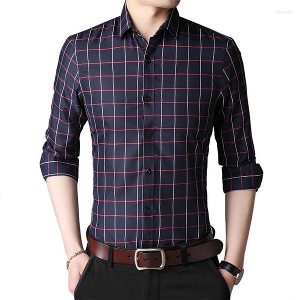 Camisas casuais masculinas VENDA 2023 MANAGEM DA PRIMAGEM SUMPERMENT LONGO PARA MENINOS camisa de negócios Slim Fit Office Workers Roupos de moda masculino