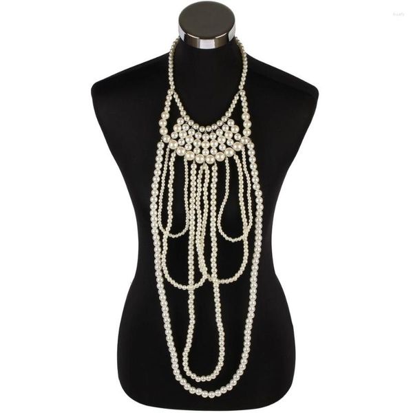 Anhänger Halsketten Florosy Simulierte Perle Bib Große Lange Perlen Halskette Für Frauen Chunky Statement Ball Handgemachte Quaste Weiblichen Hochzeit Juwel