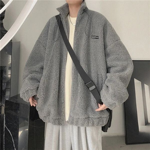 Giacche da uomo Giacca Agnello Pile polare Sciolto Tendenza Uomo Trench Cappotto Caldo Cerniera Abbigliamento uomo Giacca a vento invernale 221206