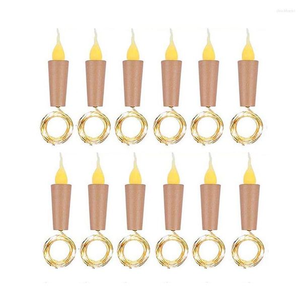 Strings Thrisdar 10PCS 2M Candle Flame Style Wine Bottle Cork String Lights Battery Operated LED Shape Fairy For Christmas