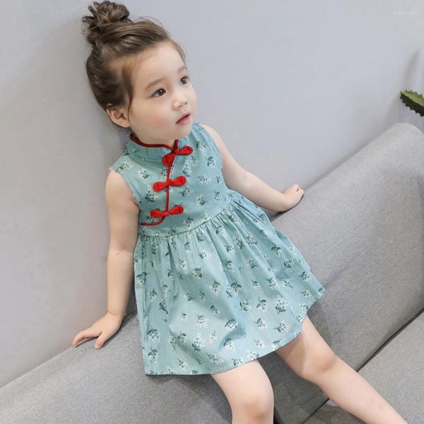 Abiti da ragazza Toddler Baby Dress Kids Girls Senza maniche Floral Cheongsam Party Princess Abiti Abiti Disfraz Bebes