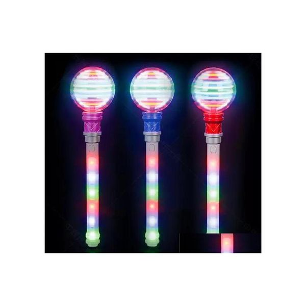 Partybevorzugung Partybevorzugung Kinderspielzeug Flashing Light Up Stick Spinning Zauberstab Colorf LED Spinner Zauberstäbe mit Ball Spinnings Spielzeug Drop Delive Dhwyl