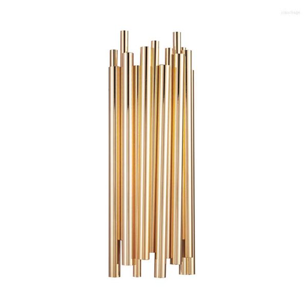 Lâmpada de parede manggic Italy Design Post Modern Luxury Golden Tube Apliques Led Light Light Lighting Stairs Lâmpadas