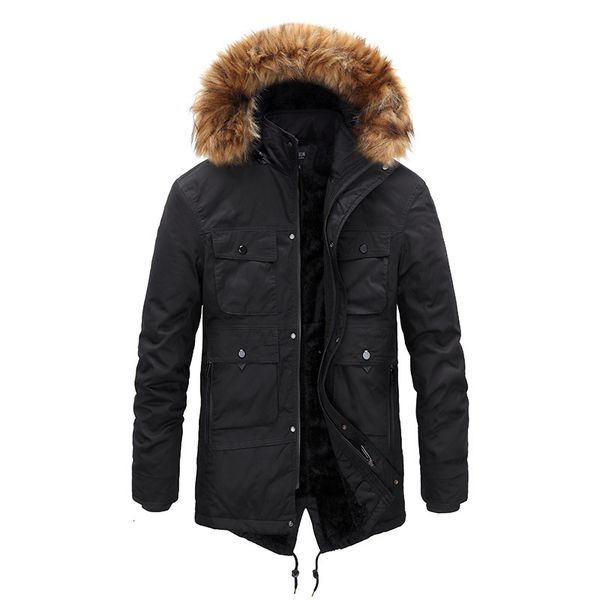 Herren Down Parkas S Pelzkragen Parka Jacke Winter warmes dickes Fleece Long Parkas wasserdichtes Herbst -Mode -Casual Coat 221207