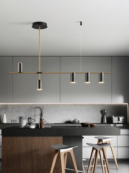 Tapeten Kronleuchter Moderne minimalistische kreative dreiköpfige nordische Tischlampe Wohnzimmer lange Esszimmer Luxusbar