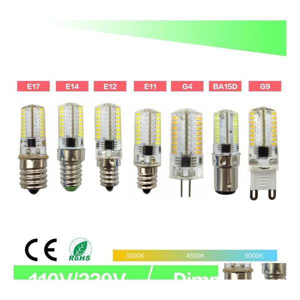 L￢mpadas LED LED LED Mini BB Cristal Clear Sile Light 3014 SMD 64 AC220V / AC110V PARA CHANDELIER E14 G9 G4 DROP LUZ OTBTA