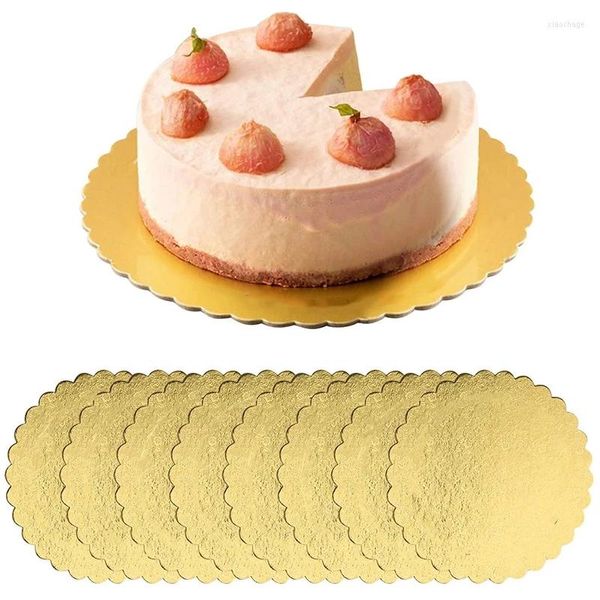 Strumenti di cottura 5/10 pezzi piatto per torta in oro tondo anello usa e getta fondo base per dessert 8 10 12 pollici