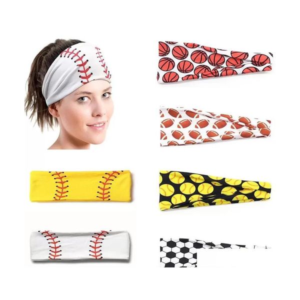 Favor Favor Favor Favor 20 Styles Baseball Esportes Banda da cabe￧a Mulheres Menino de futebol de softball Bandas de cabelo Sweat Head Bands Yoga Fitness Dhskm