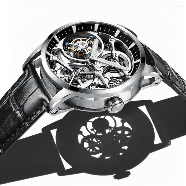 Дизайнерские часы-рука Механические наручные часы Ветровые часы для мужчин турбильон девять позиций часы часы скелета роскошные часы кожа