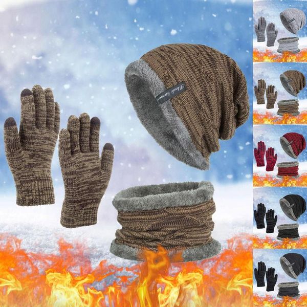 Berets Neutral Frauen Männer Herbst Und Winter Einfarbig Wolle Hut Verdickt Warme Schal Handschuhe Set 7 Jahre Alten Jungen