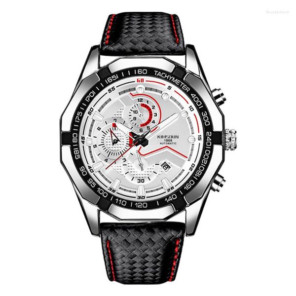 Orologi da polso che vendono orologio meccanico automatico da uomo militare KIMSDUN Relogio in pelle moda di lusso impermeabile con data