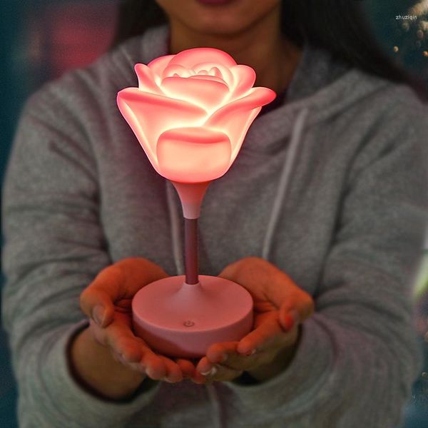 Luzes noturnas rosa romântica liderada para sala de jantar café bar luminária decoração USB Cobra iluminação diminuída